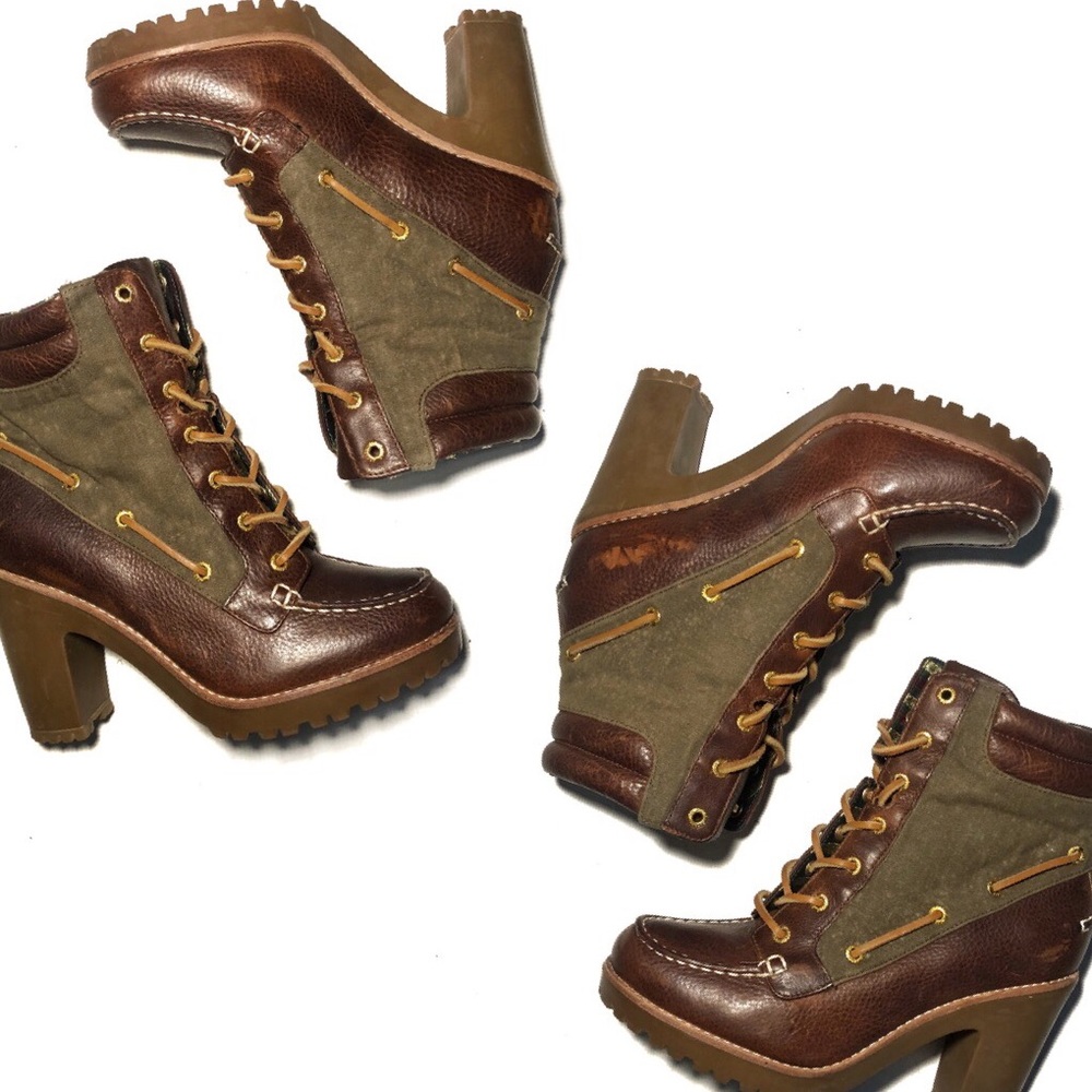 Sperry Topsider Trinity Heel Boots • Brown & Olive - Picture 4 of 8